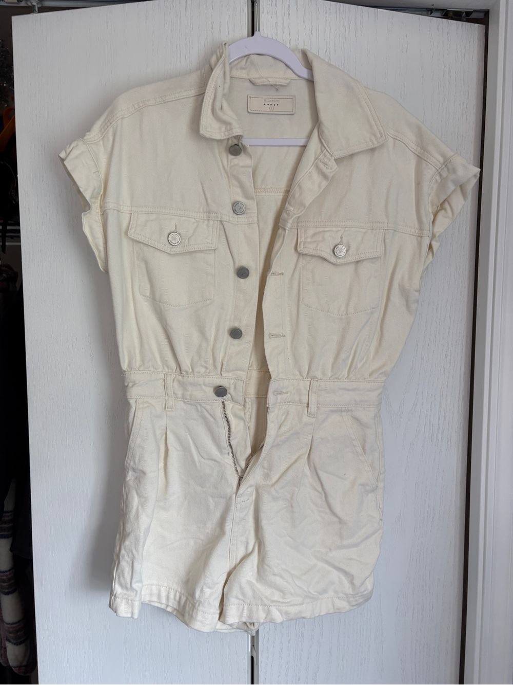 Blank NYC Cream Denim Romper